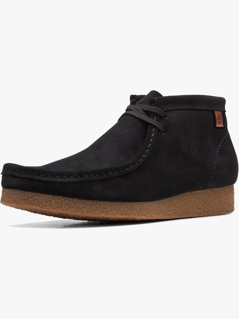 Clarks Black Suede Chukka Boot with Crepe Sole Wide width